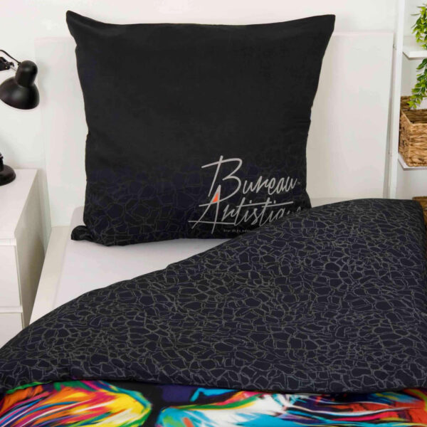 Bureau Artistique Satin Bettwäsche – Löwe Nahaufnahme Kissenrückseite