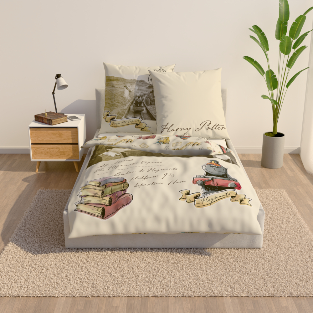 Die Bettwäsche aufgezogen auf dem Bett