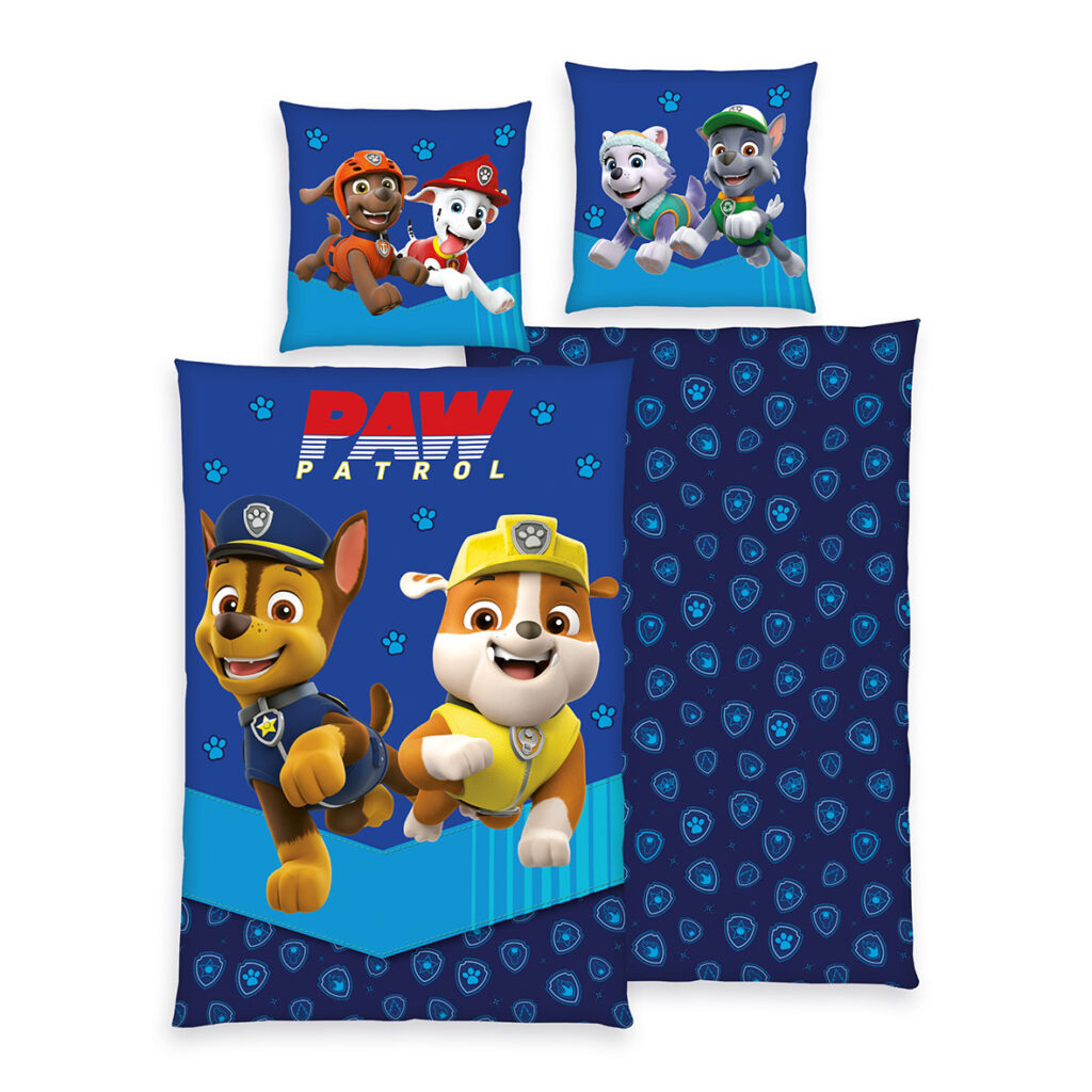 Lenzuola Herding Paw Patrol 2 Pezzi: Copripiumino 100x135 E Federa 40x60 - Cotone Double Face Per Bambini