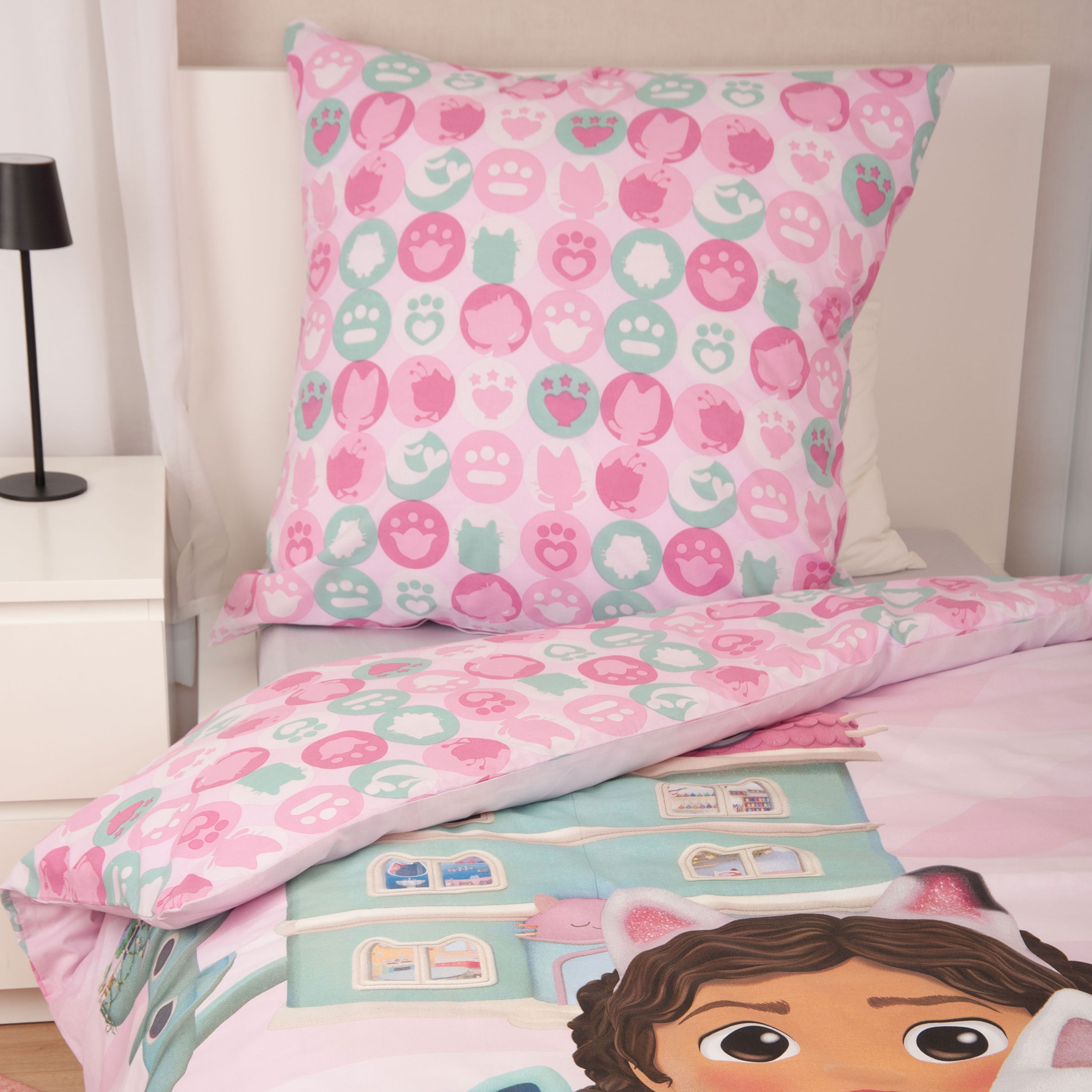 Gabby´s Dollhouse Bettwäsche – Pink Dreams Nahaufnahme Kissen Rückseite