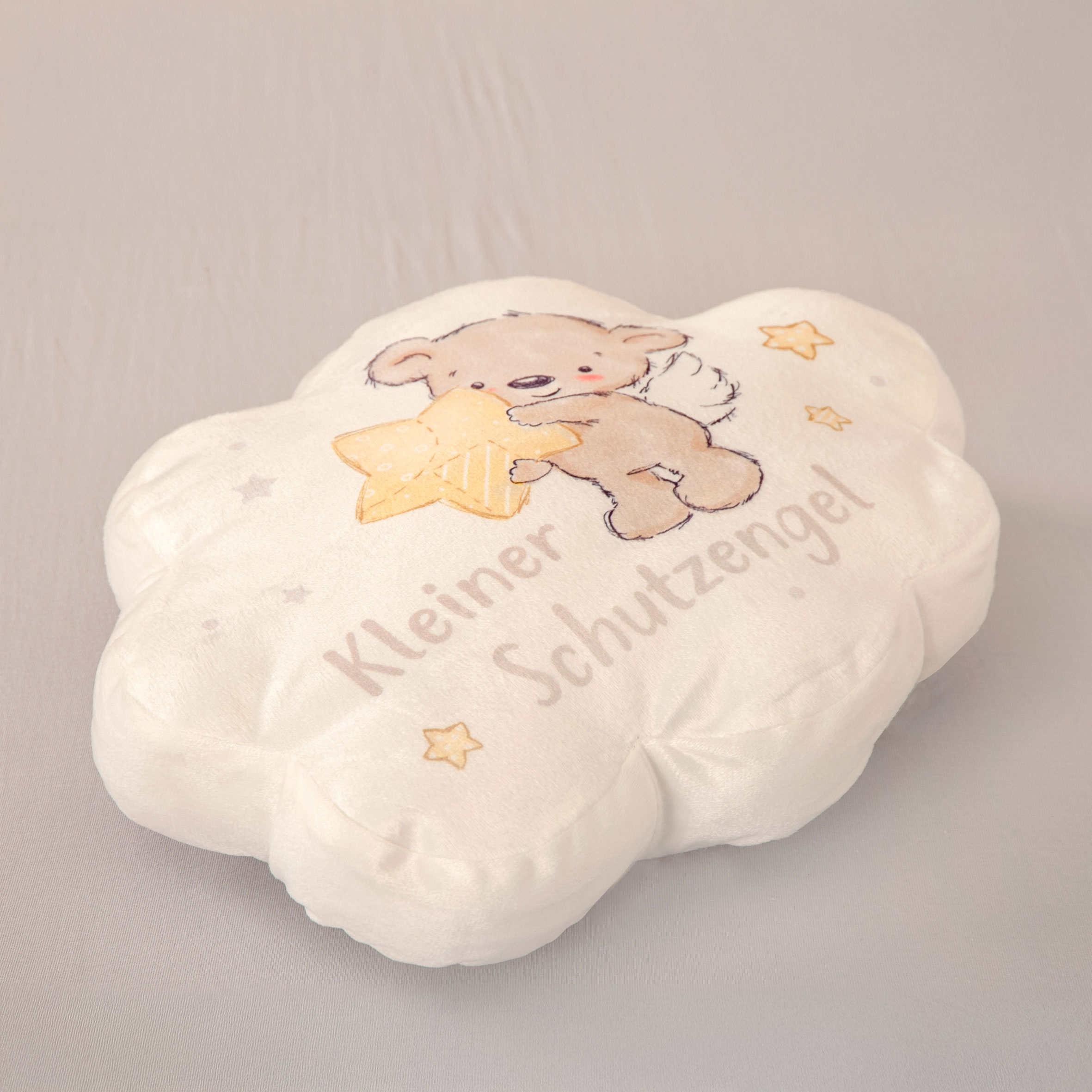 Personalisiertes Kissen Mit Schutzengel – Baumwollbezug 40x40 Cm, Mit Eigenem Text Oder Namen