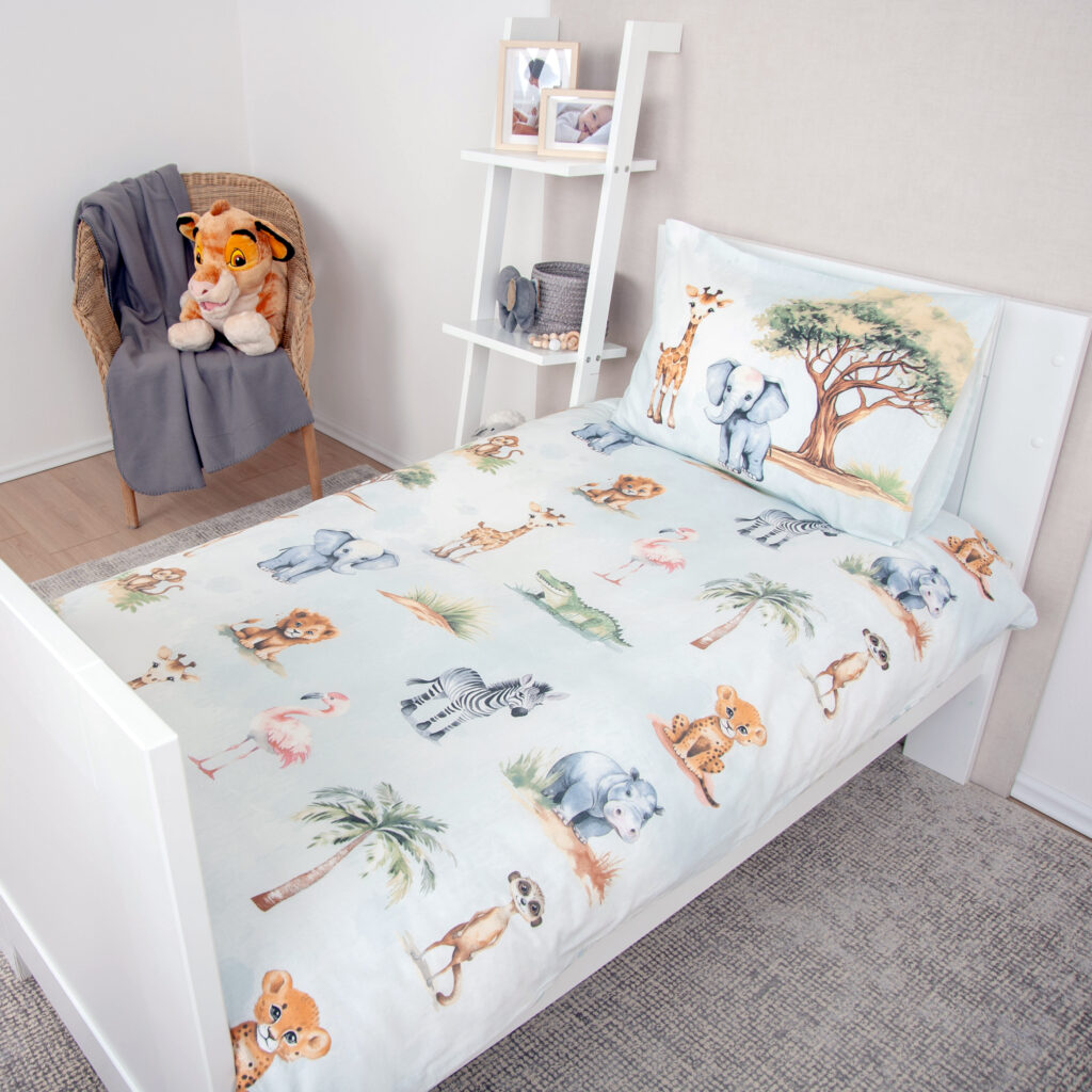 Herding Baby-Bettwäsche-Set Personalisiert – Baustellen-Motiv, 100% Baumwolle, 40x60 + 100x135 Cm