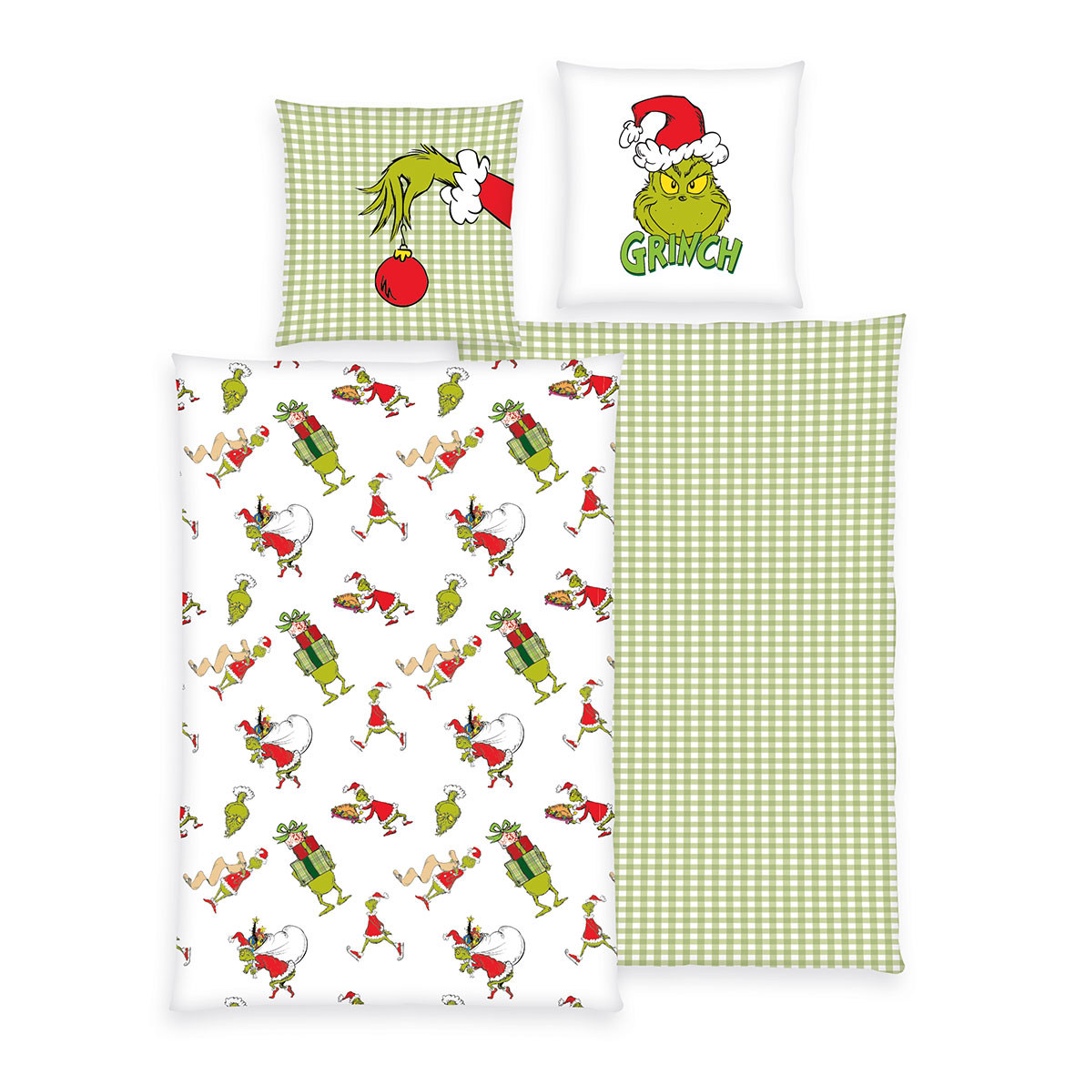 Grinch Bettwäsche-Set 'Merry Grinchmas' – 135x200 oder 140x200 cm, Renforcé