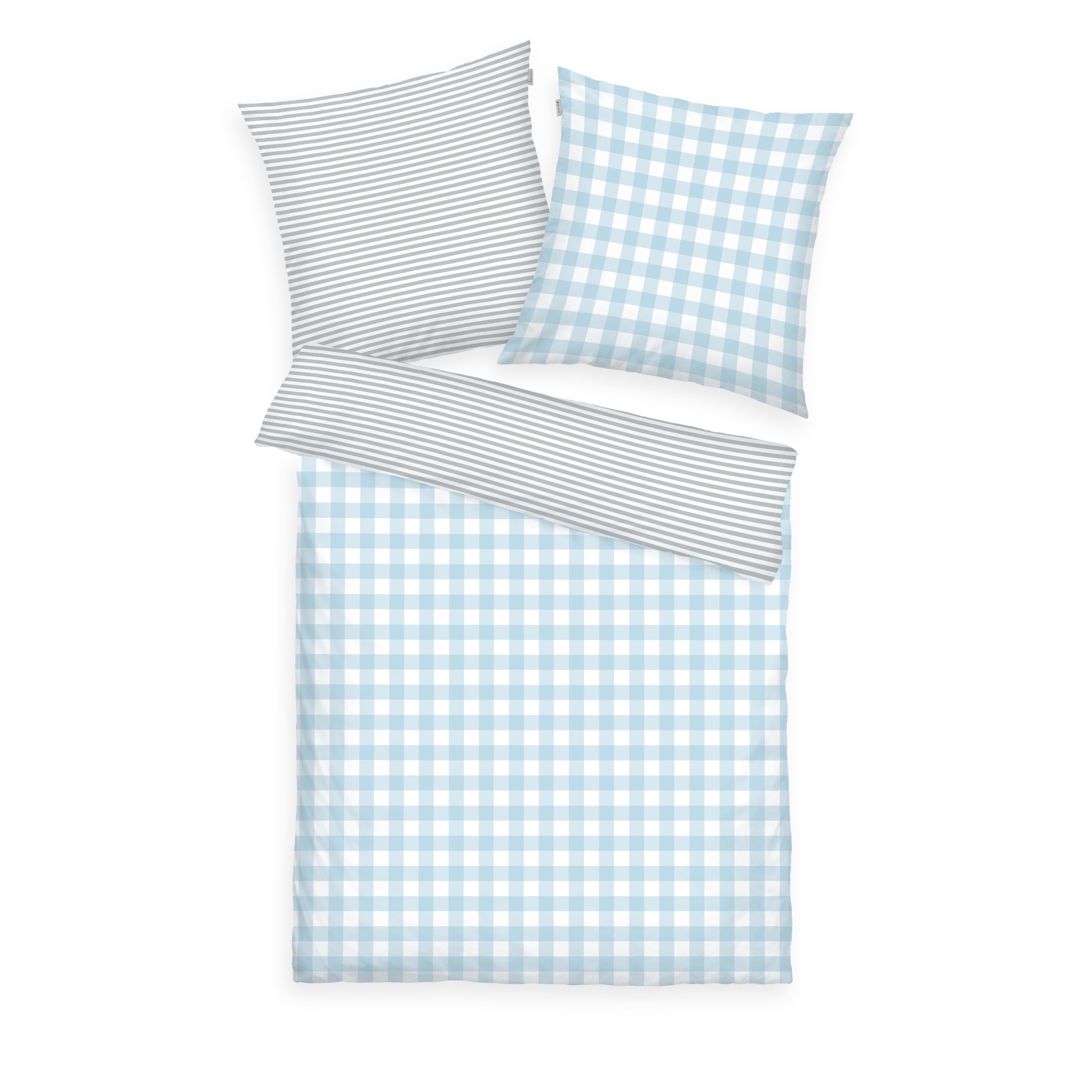 TOM TAILOR Bettwäsche-Set 'Classic Check Light Grey & Sky Blue' – in verschiedenen Größen erhältlich, Flanell