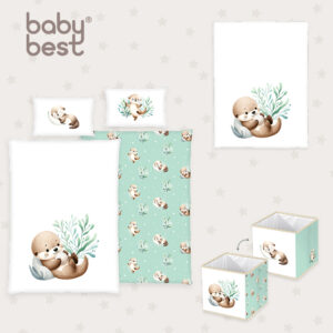 babybest® Wohlfühl-Bundle ‘Schnuffel-Otter’ – Bettwäsche, Kuscheldecke & Aufbewahrungsbox
