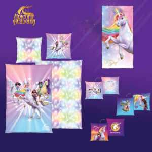 Unicorn Academy Zauber-Bundle ‘Magic’ – Bettwäsche, Handtuch & Dekokissen-Set